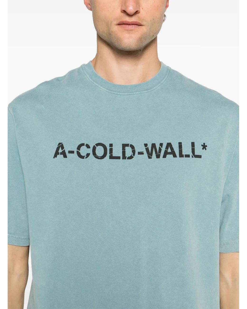 A_COLD_WALL* Blue Overdye Logo-Print T-Shirt for men