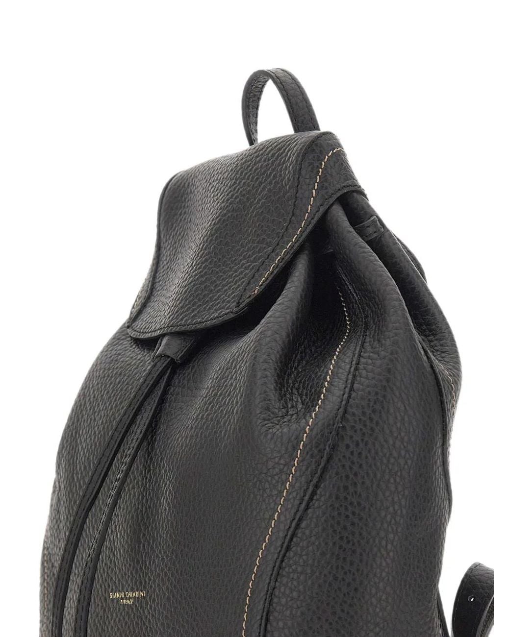 Gianni Chiarini Black Medium Violette Grained Bovine Leather Backpack