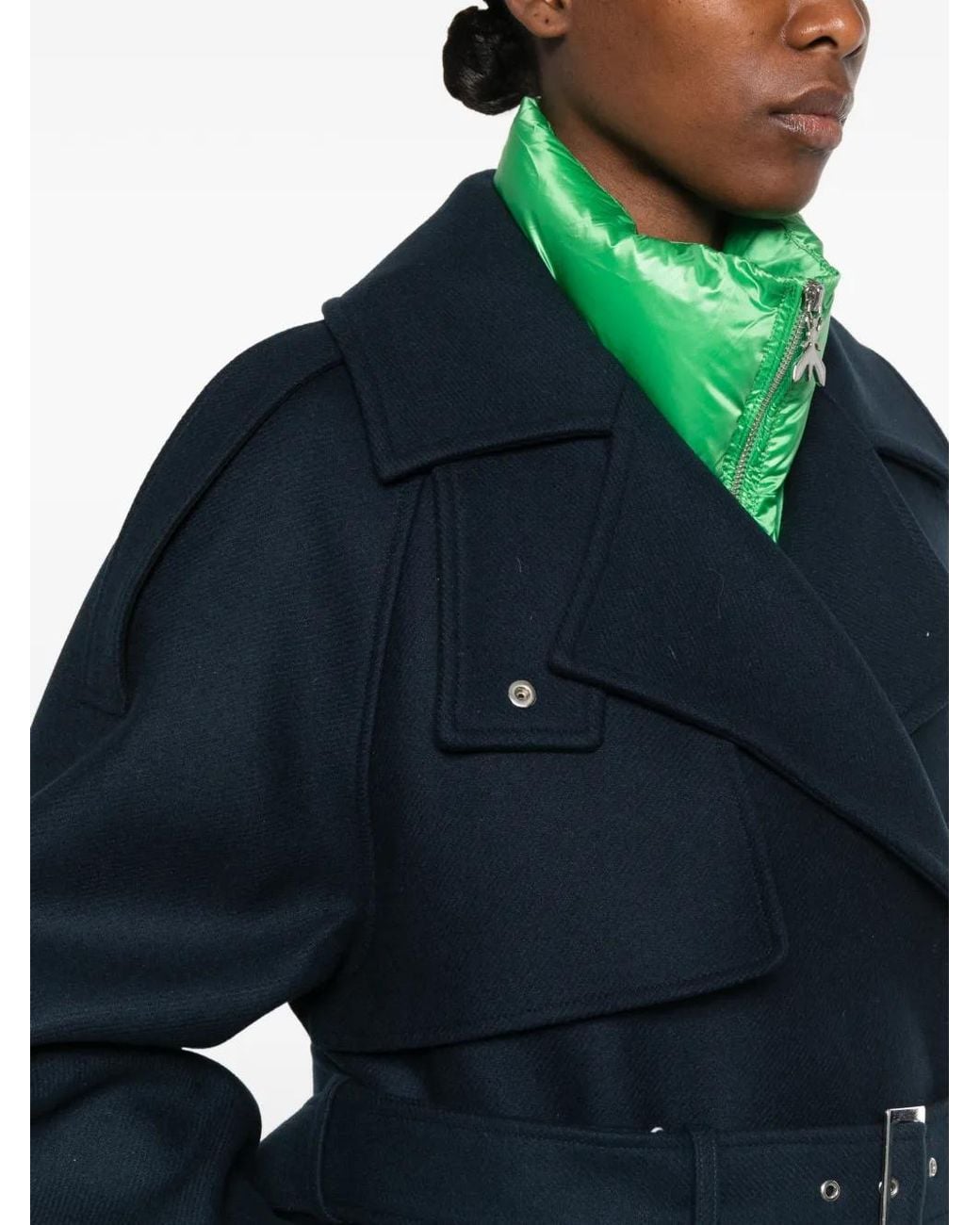 Patrizia Pepe Green Belted Double-Breasted Coat