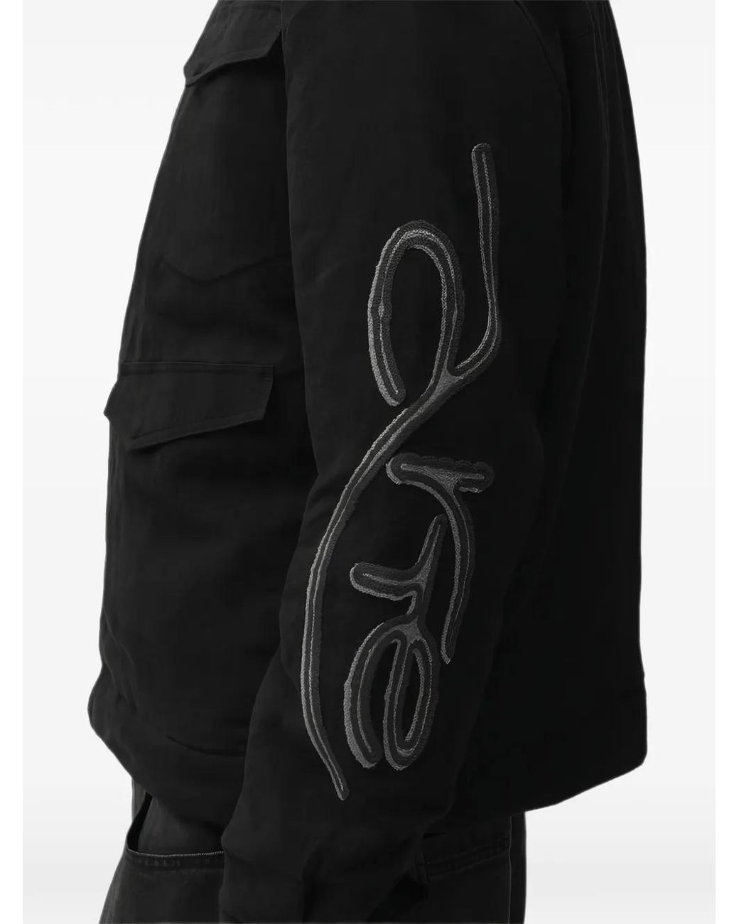 Arte' Black Graphic-Print High-Neck Jacket for men