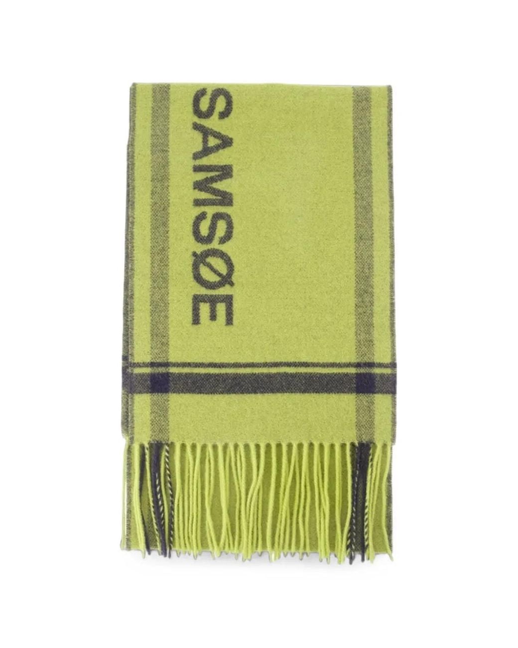 Samsøe & Samsøe Green Samelia Logo-Print Scarf