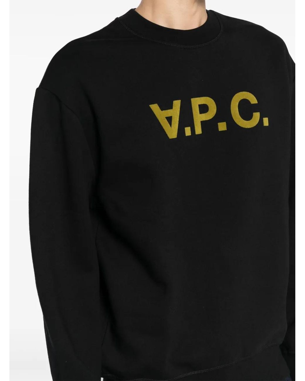 A.P.C. Black Devoré Effect Logo-Print Round Neck Sweatshirt for men