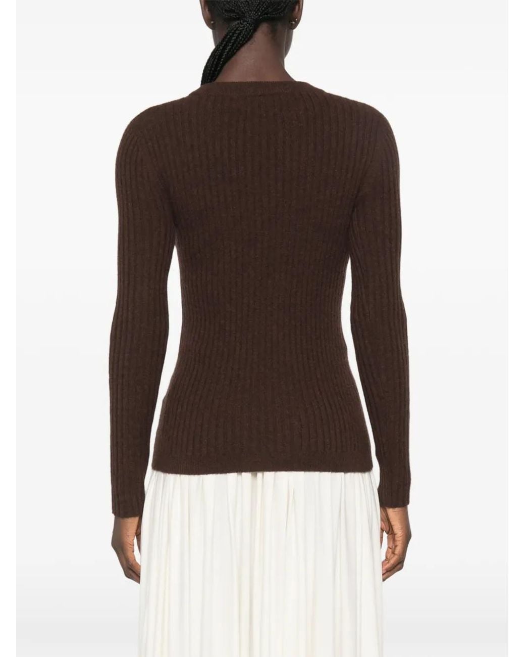 Kujten Brown Bibi Ribbed-Knit Sweater