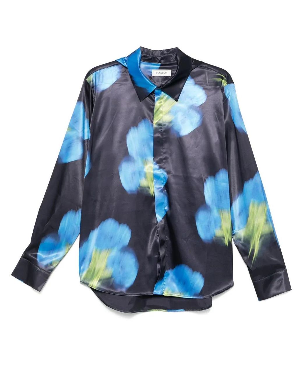 flâneur Blue Blurred Flower Hooded Shirt for men