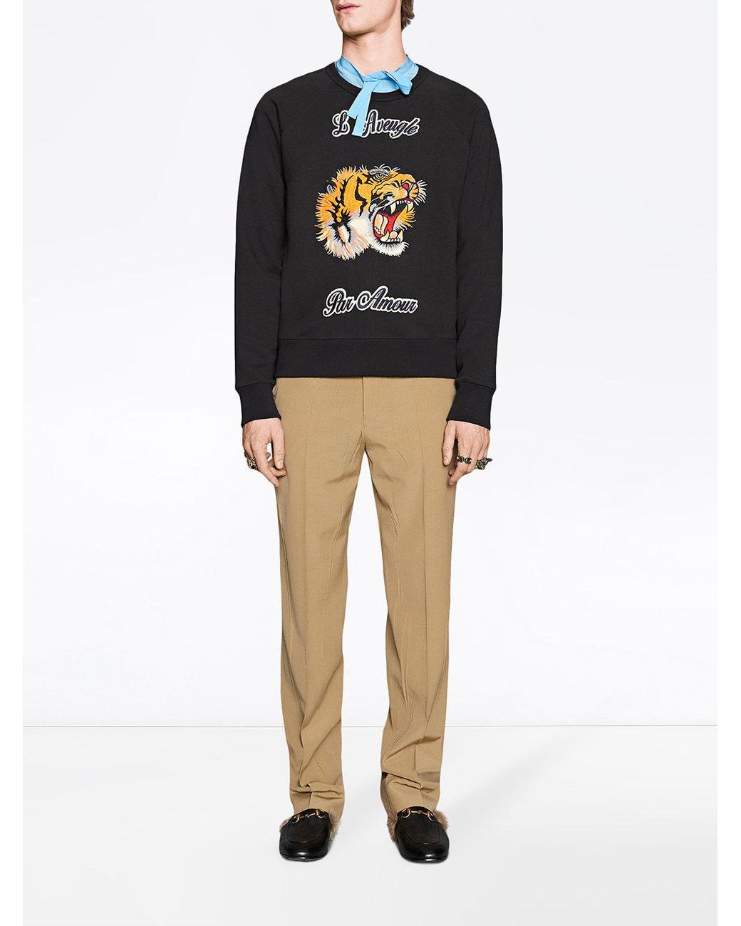 Sudadera con motivo de tigre Gucci de hombre de color Negro Lyst