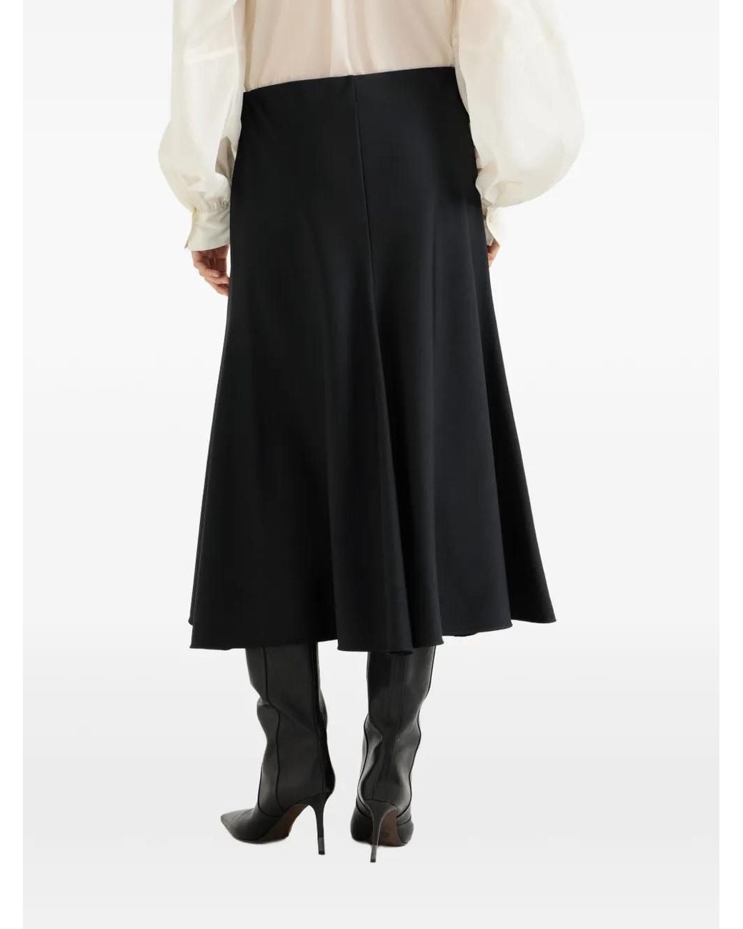 Brunello Cucinelli Black Comfort Virgin-Wool And Viscose Twill Flute Skirt