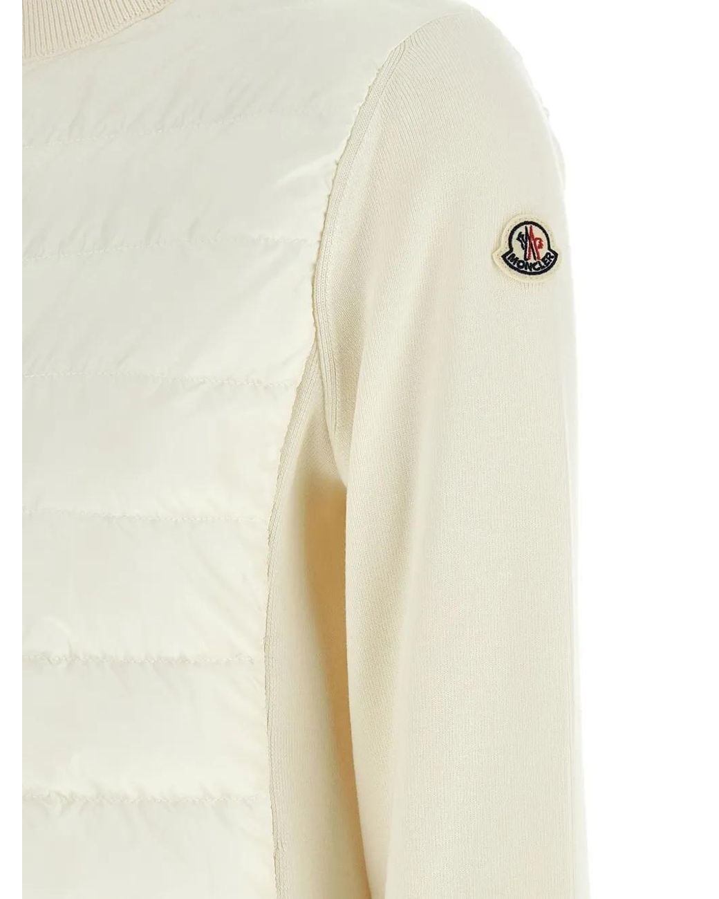 Moncler White Cardigan À Empiècements Matelassés