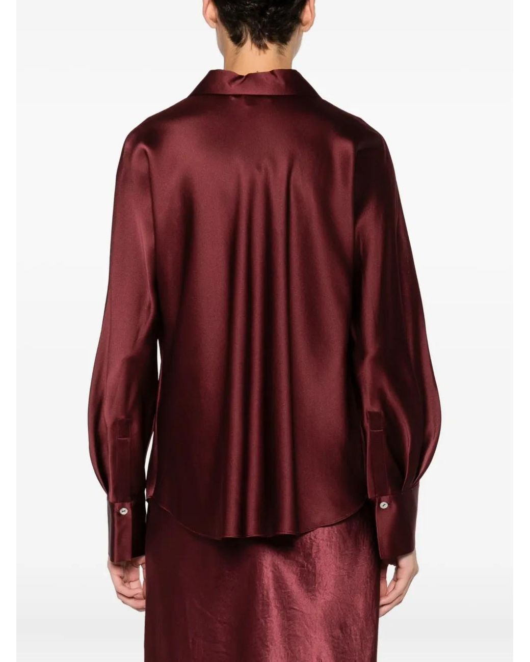 Vince Red V-Neck Long-Sleeve Shirt