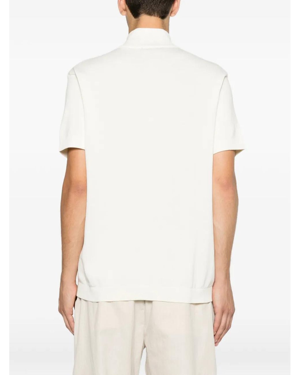 Sergio Tacchini White Logo-Embroidered Zipped Polo Shirt for men