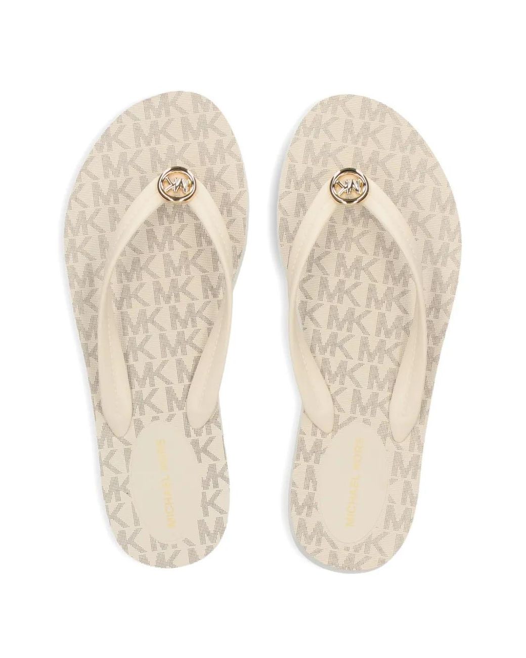 MICHAEL Michael Kors White Posie Logo Charm Flip Flops