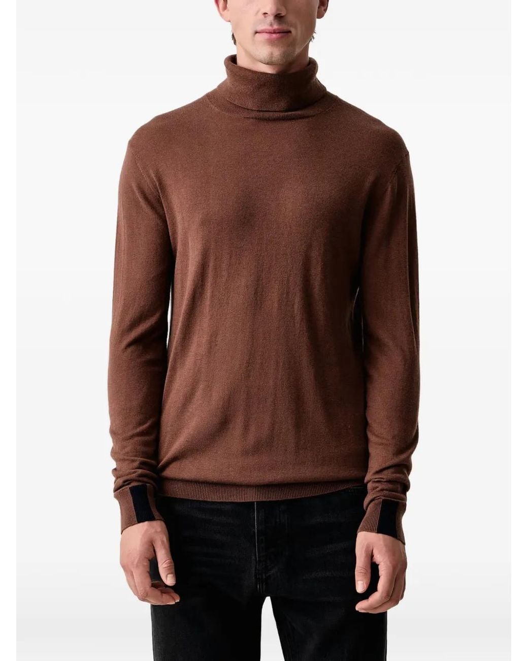 Mos Mosh Brown Roll-Neck Knitted Sweater for men