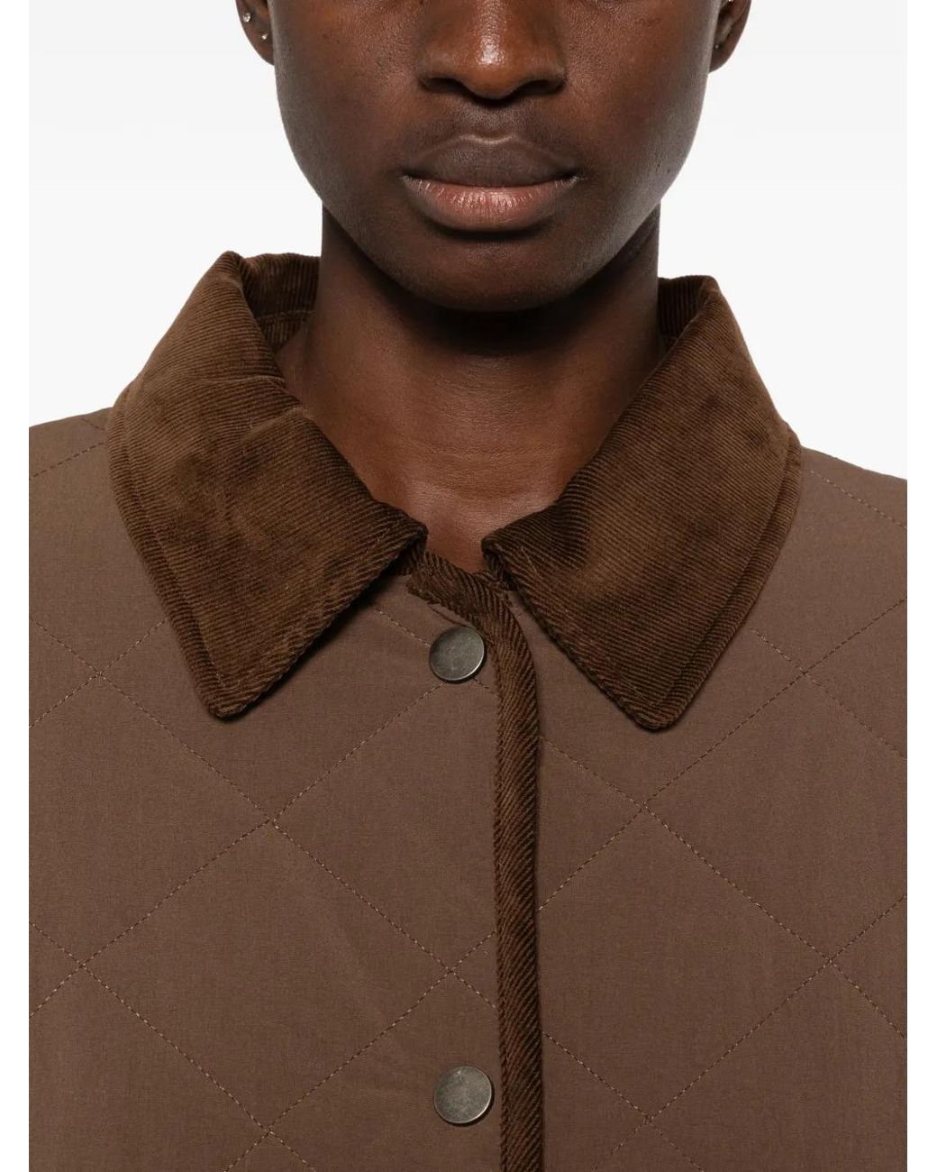 ELEH Brown Quilted Corduroy-Collar Jacket