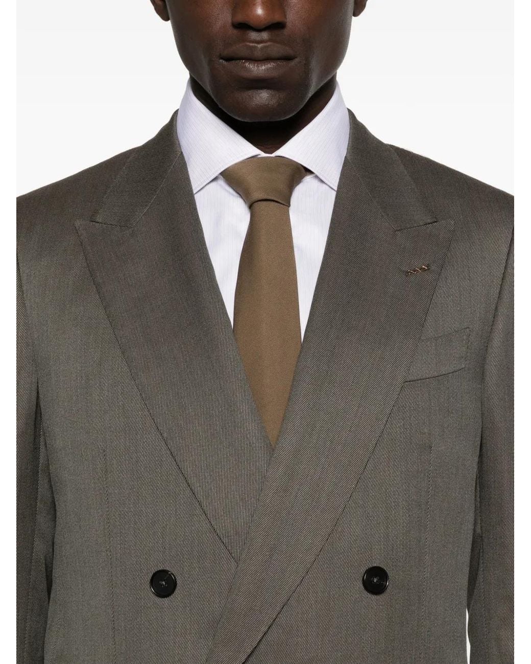 Zegna Gray Double-Breasted Wool Suit for men
