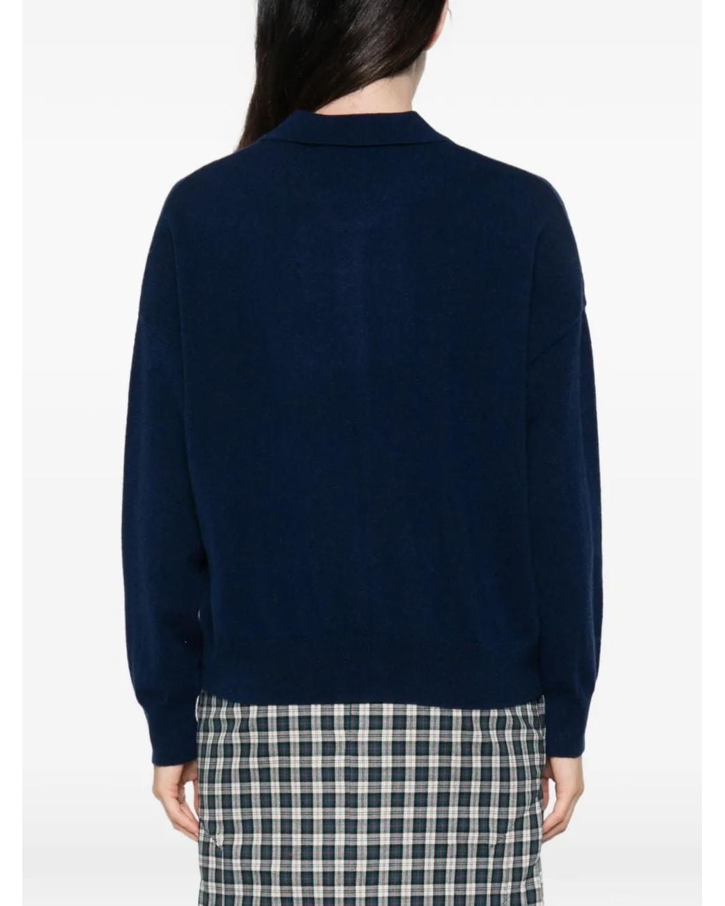 ABSOLUT CASHMERE Blue Button-Up Polo Cardigan