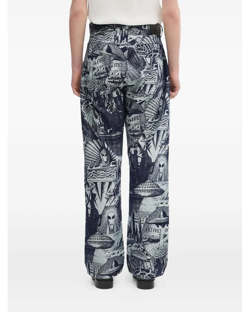 Aries Blue Graphic-Print Jeans
