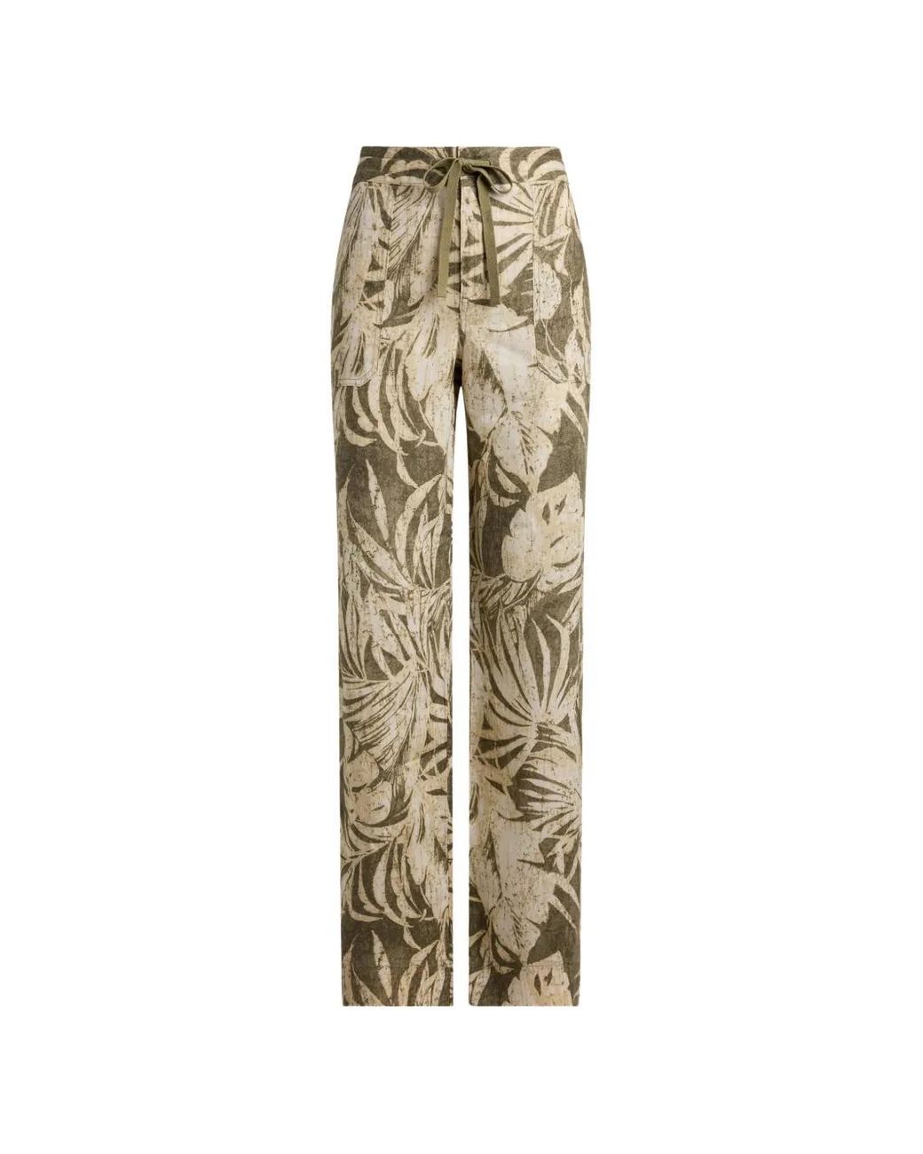 Ralph Lauren Metallic Palm Leaf-Print Drawstring Trousers