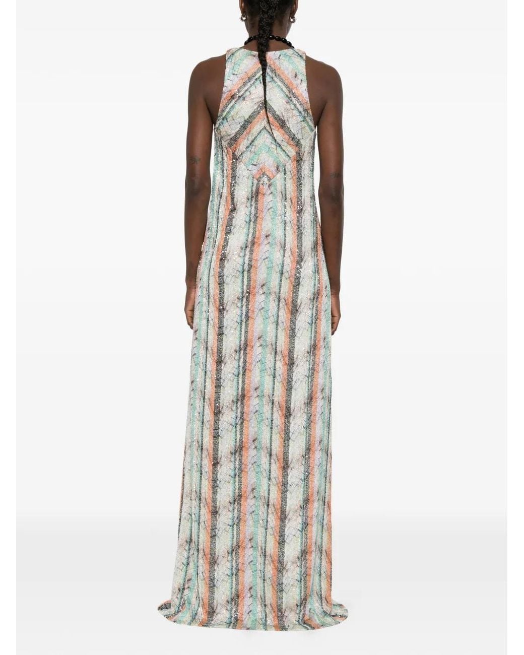 Missoni White Sleeveless Multi-Technique Mixed Lamé Gown