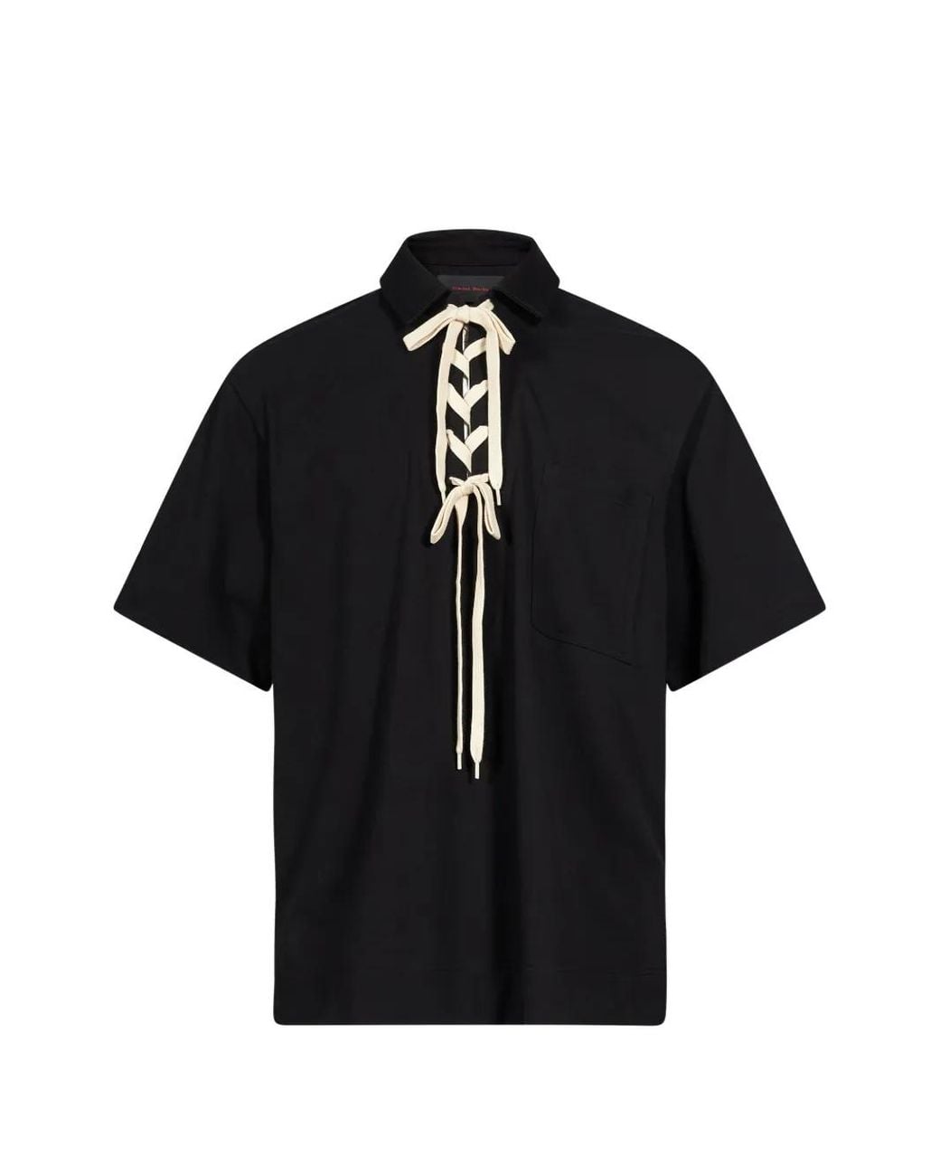 Simone Rocha Black Lace-Up Polo Shirt for men