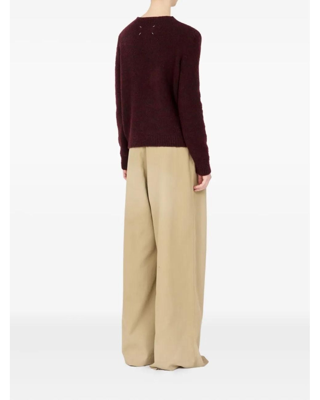 Maison Margiela Purple Burgundy Sweater Features A Crew Neck