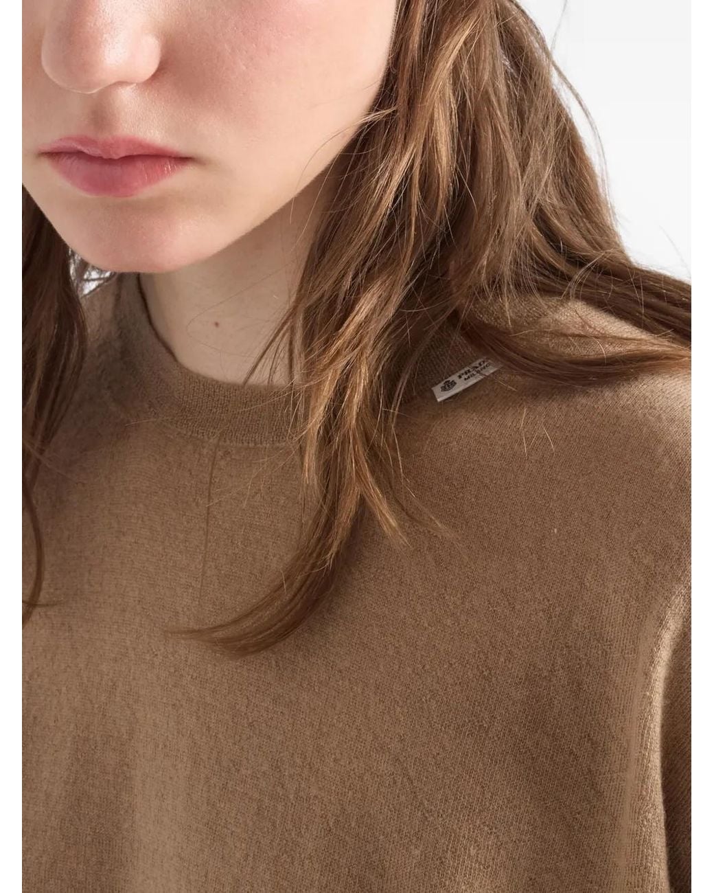 Prada Natural Short-Sleeved Cashmere Sweater