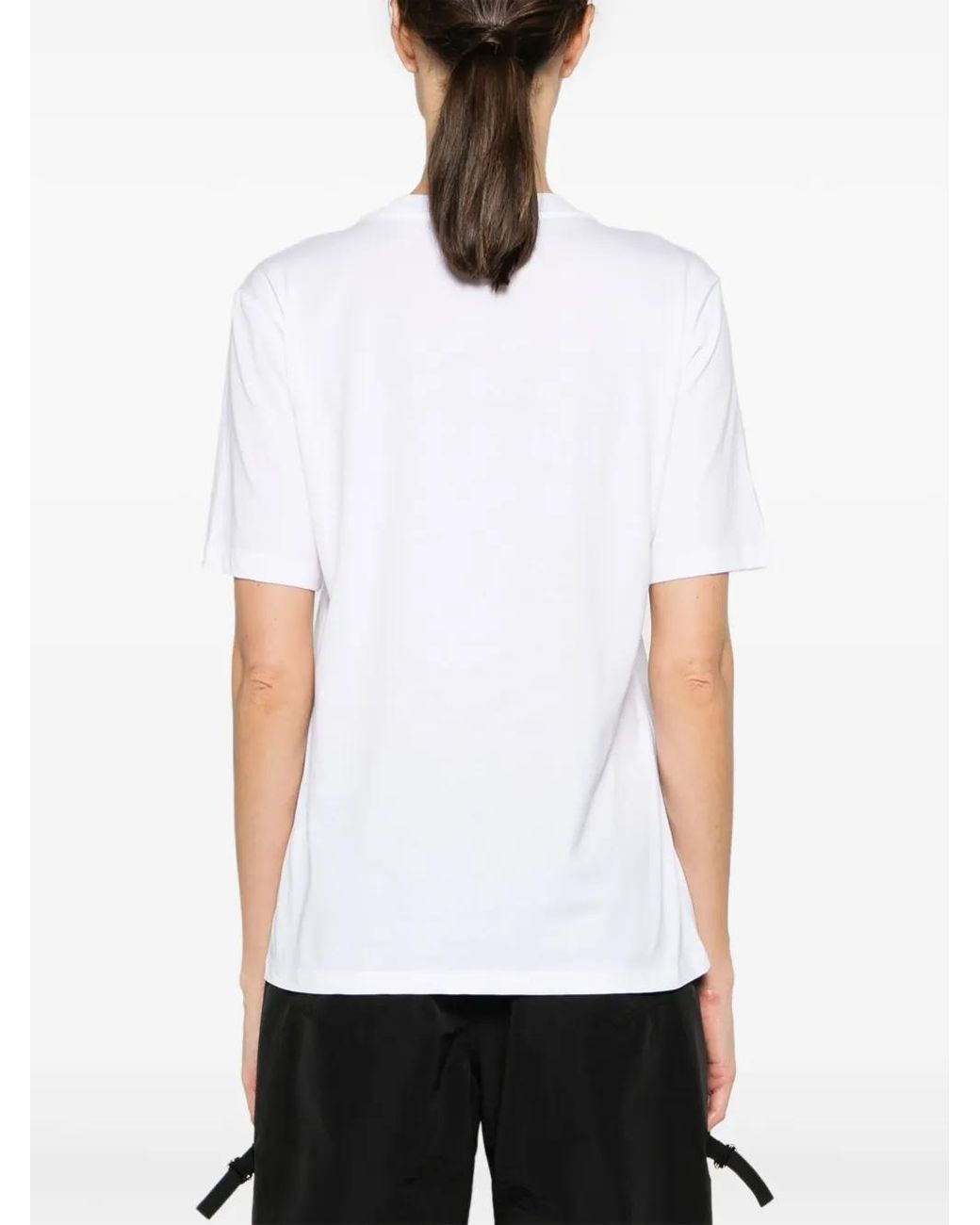 Patrizia Pepe White Logo-Patch Cotton T-Shirt
