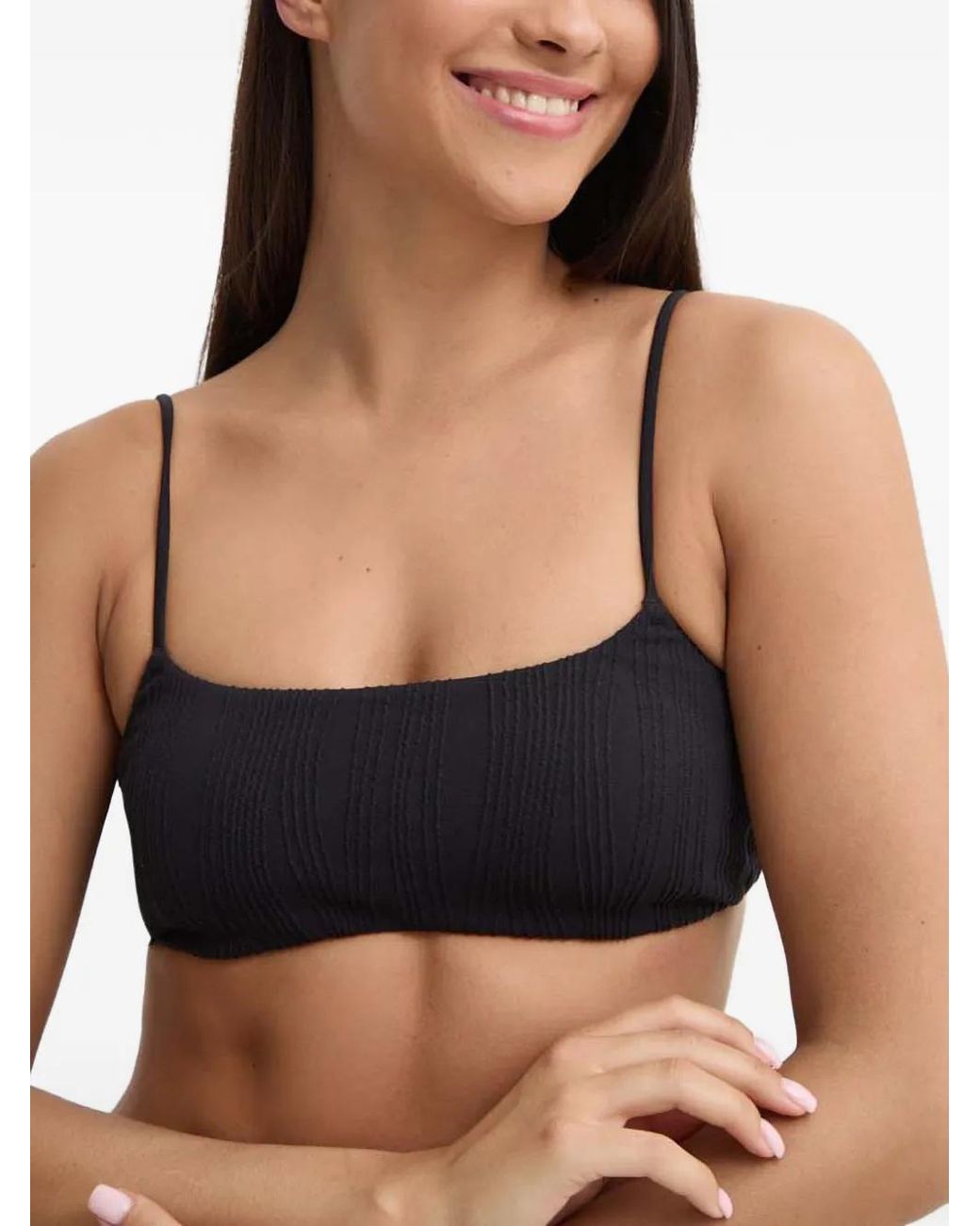Chantelle Black Pulp Textured Rear-Tie Bikini Top