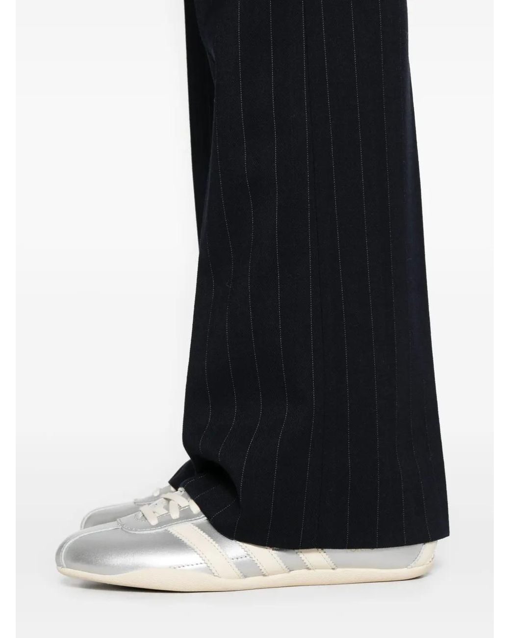Pinko Blue Pinstriped Straight-Leg Trousers