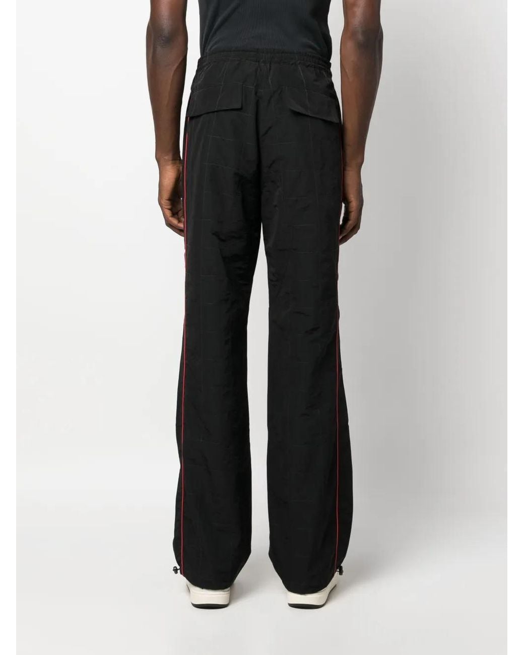 Palm Angels Black Logo-Embroidered Checked Trousers