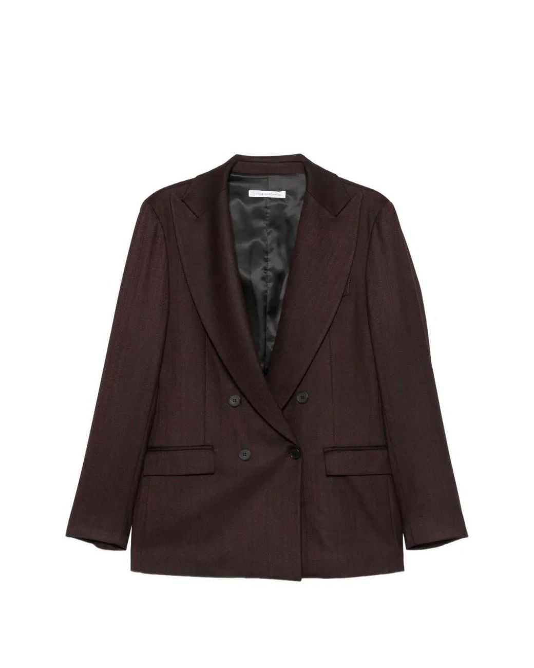Mar De Margaritas Brown Herringbone Double-Breasted Blazer