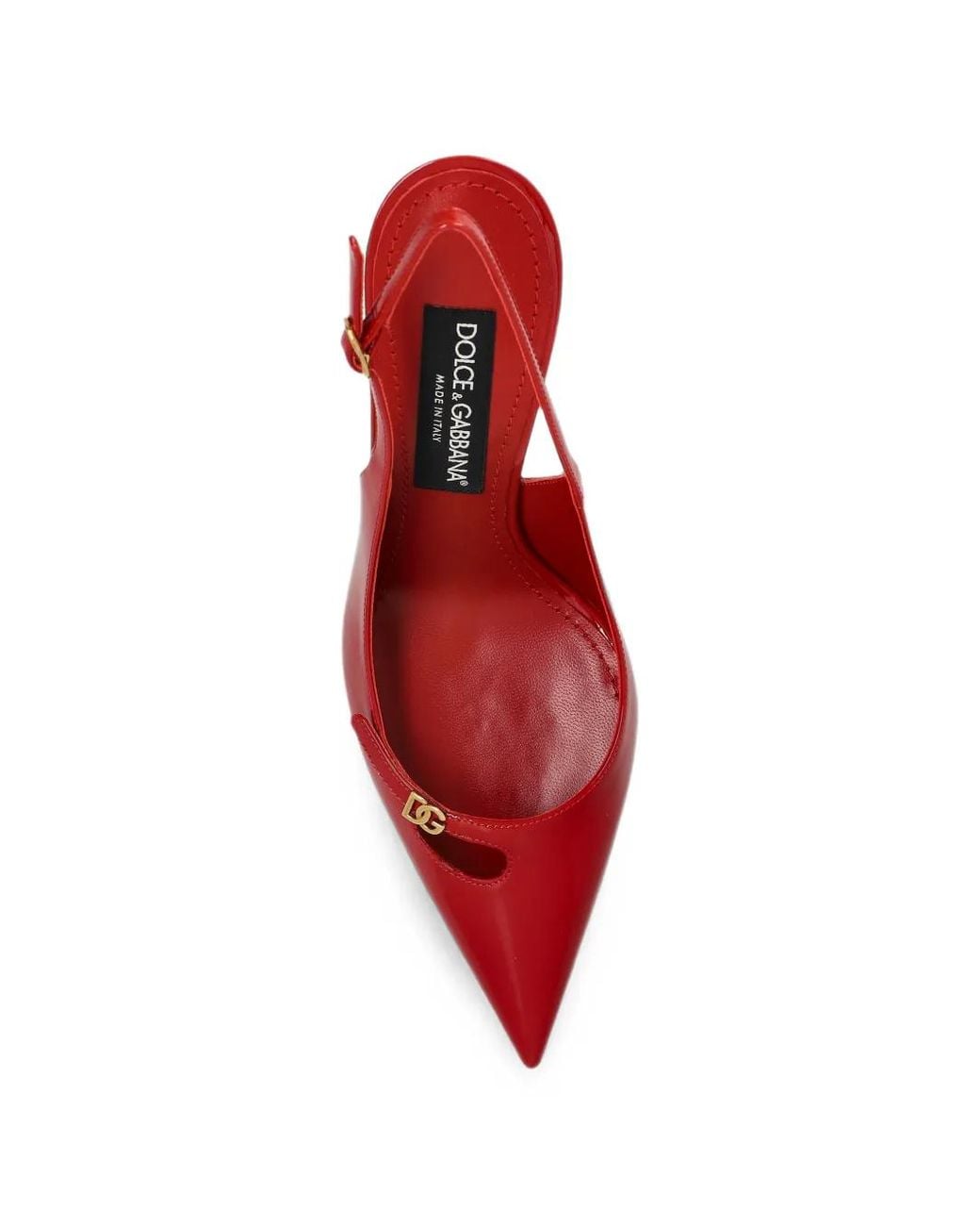 Dolce & Gabbana Red Logo-Plaque Slingback Pumps