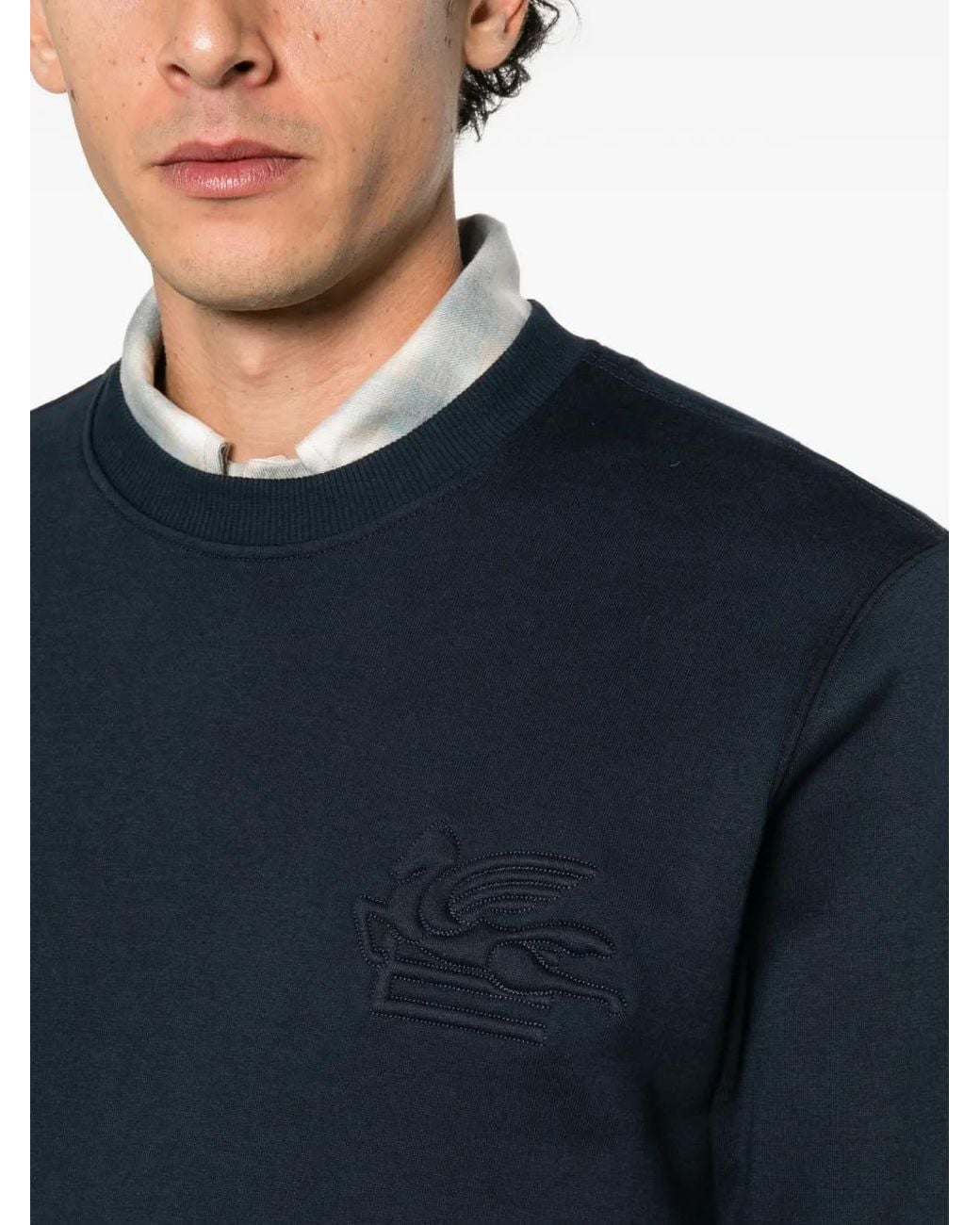 Etro Blue Pegaso Embroidered Sweatshirt for men