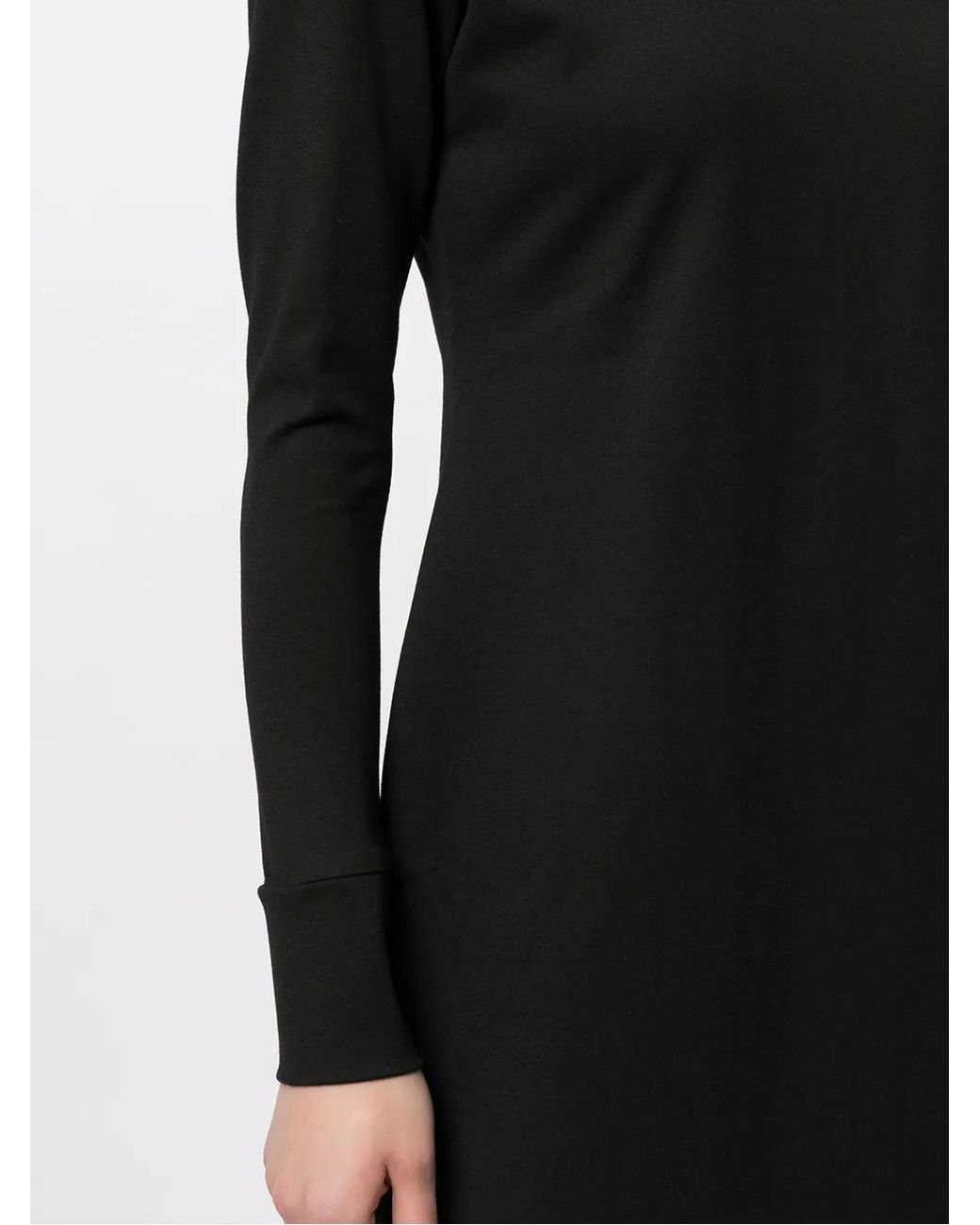 Macgraw Black High-Neck Flared Midi Dress