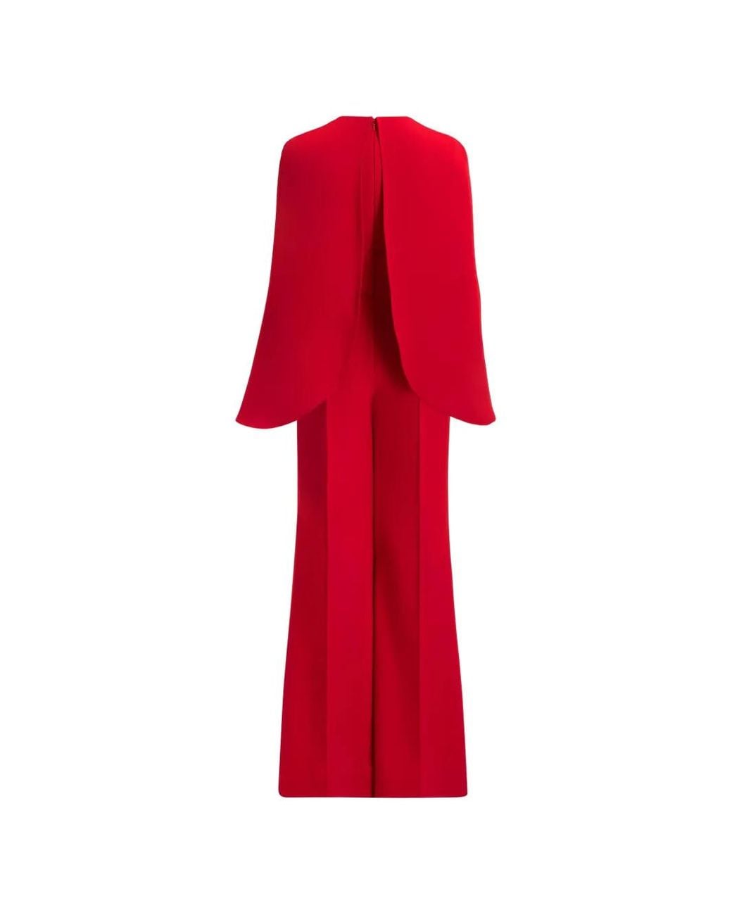 Elie Saab Red Cape-Style Crystal-Embellished Jumpsuit