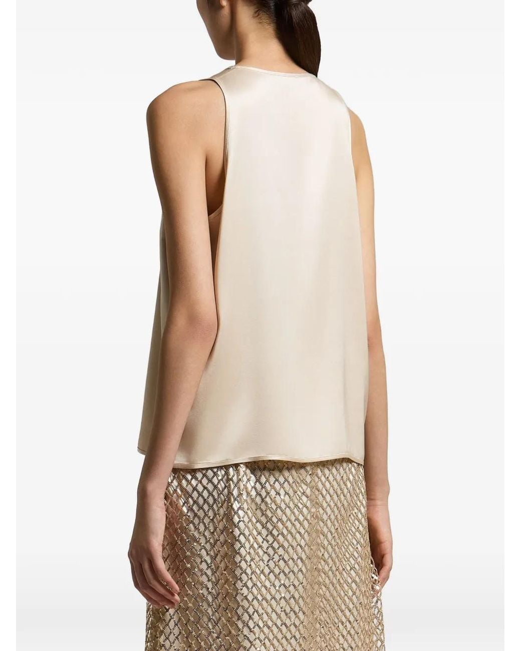 Peserico White Bead-Trim Sleeveless Top