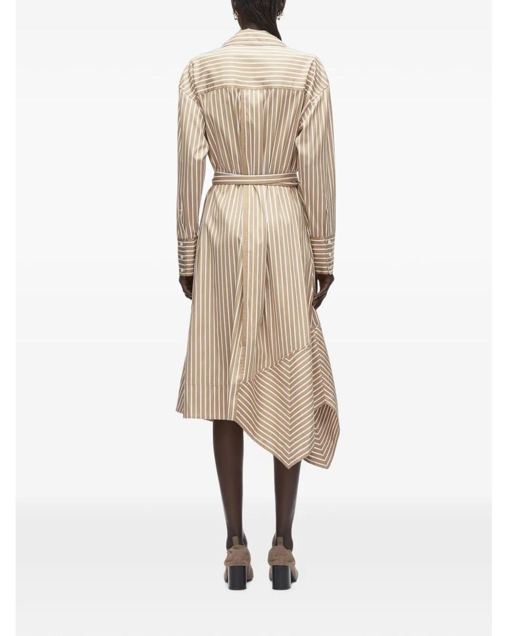 3.1 Phillip Lim Natural Striped Asymmetrical Dress