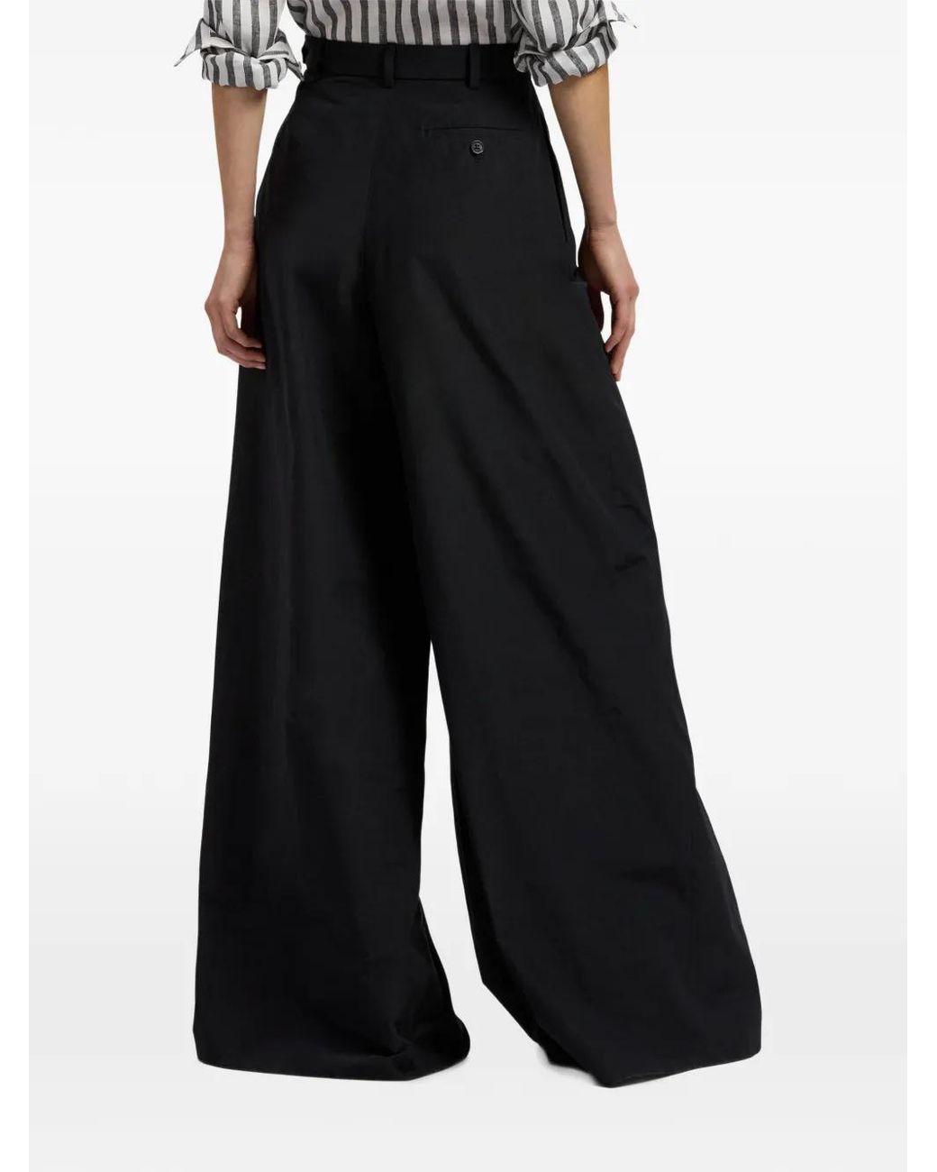 Ralph Lauren Black Vannesa Poplin Pleated Trousers
