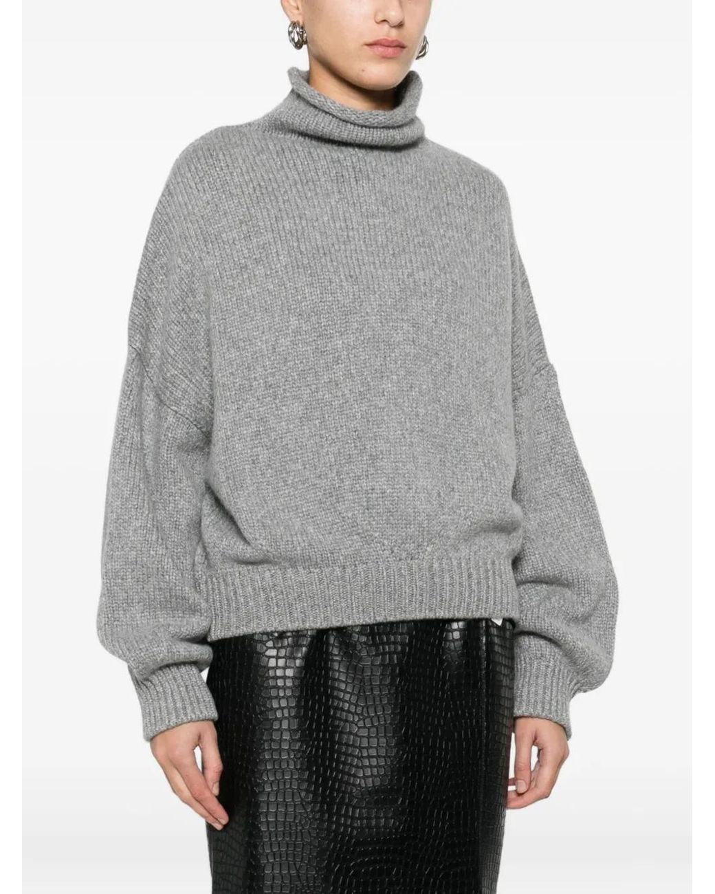Khaite Gray Roll-Neck Sweater