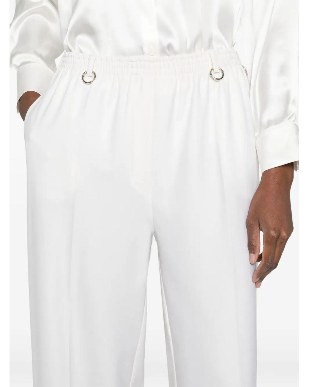 MEDEA White Ring-Embellished Trousers