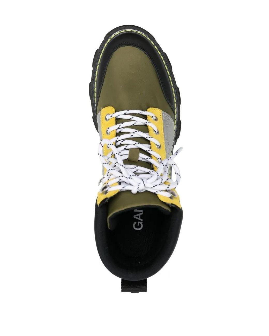 Ganni Black Cleated Lace-Up Hiking Boots