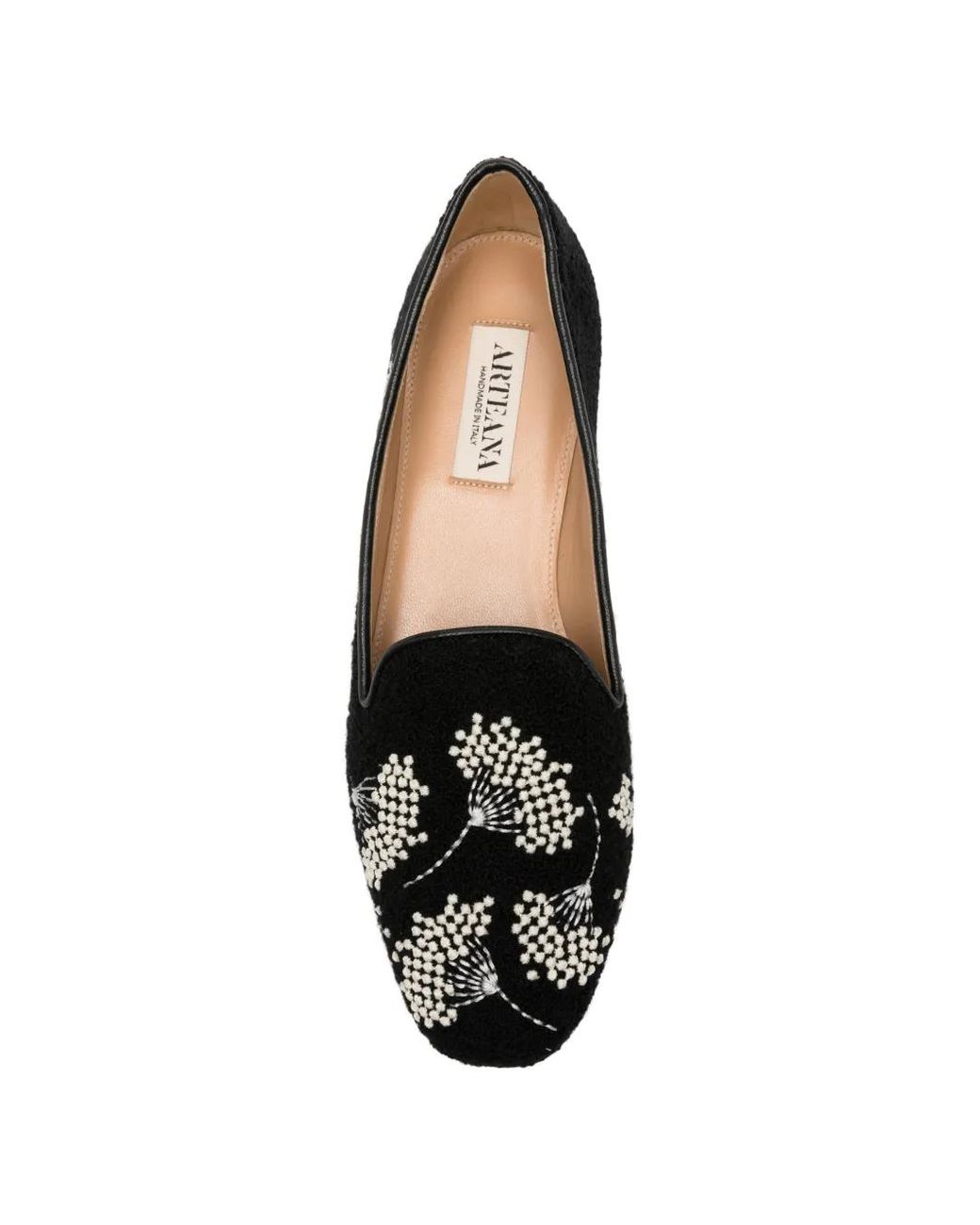 Arteana Black Alea Floral-Embroidered Loafers