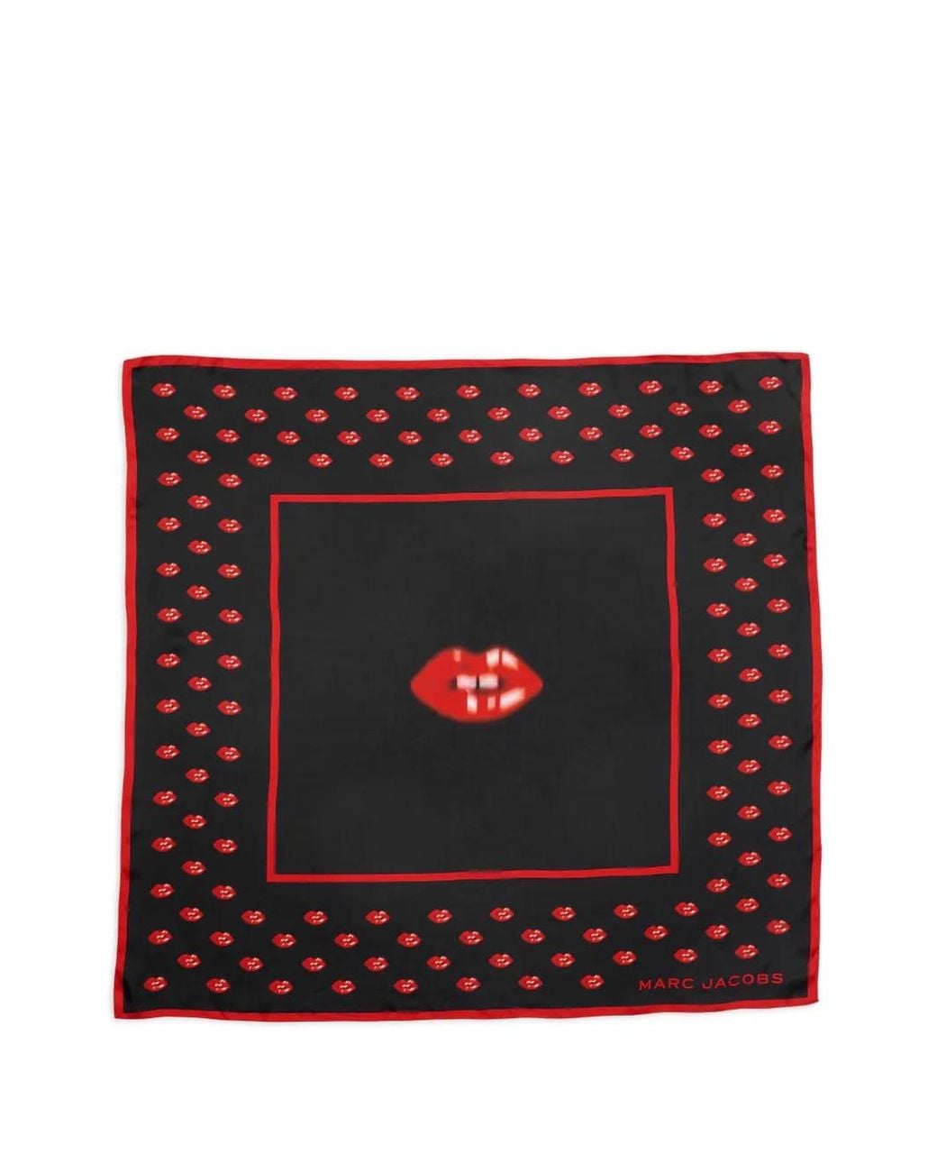 Marc Jacobs Black Blurred Lips Square Scarf