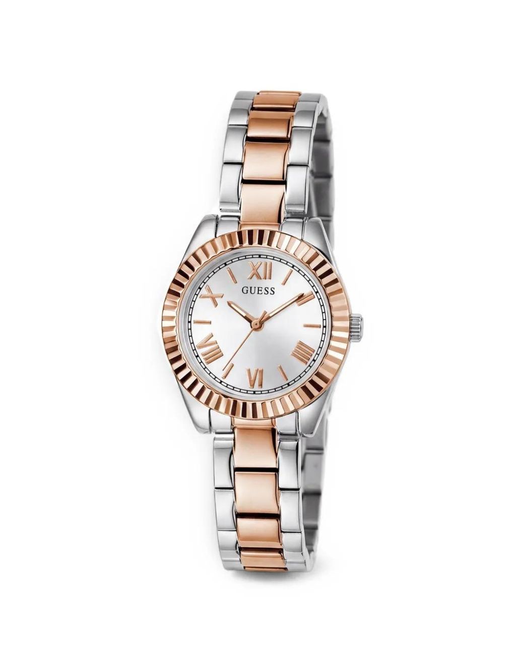 Guess White Fluted Bezel 30Mm Watch