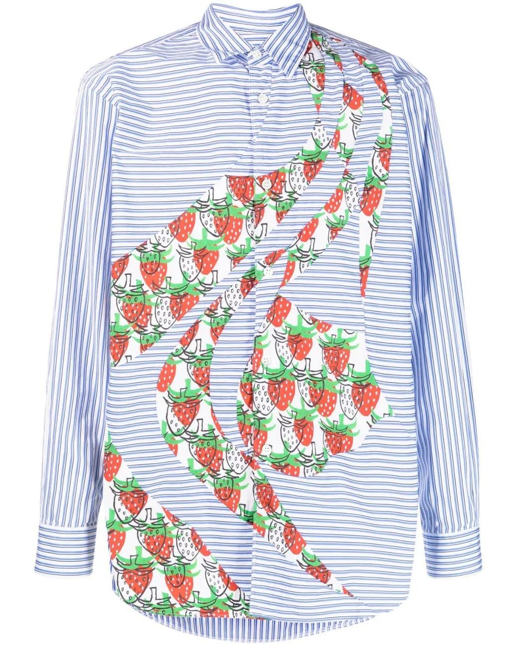 Comme des Garçons Blue Graphic-Print Cotton Shirt for men