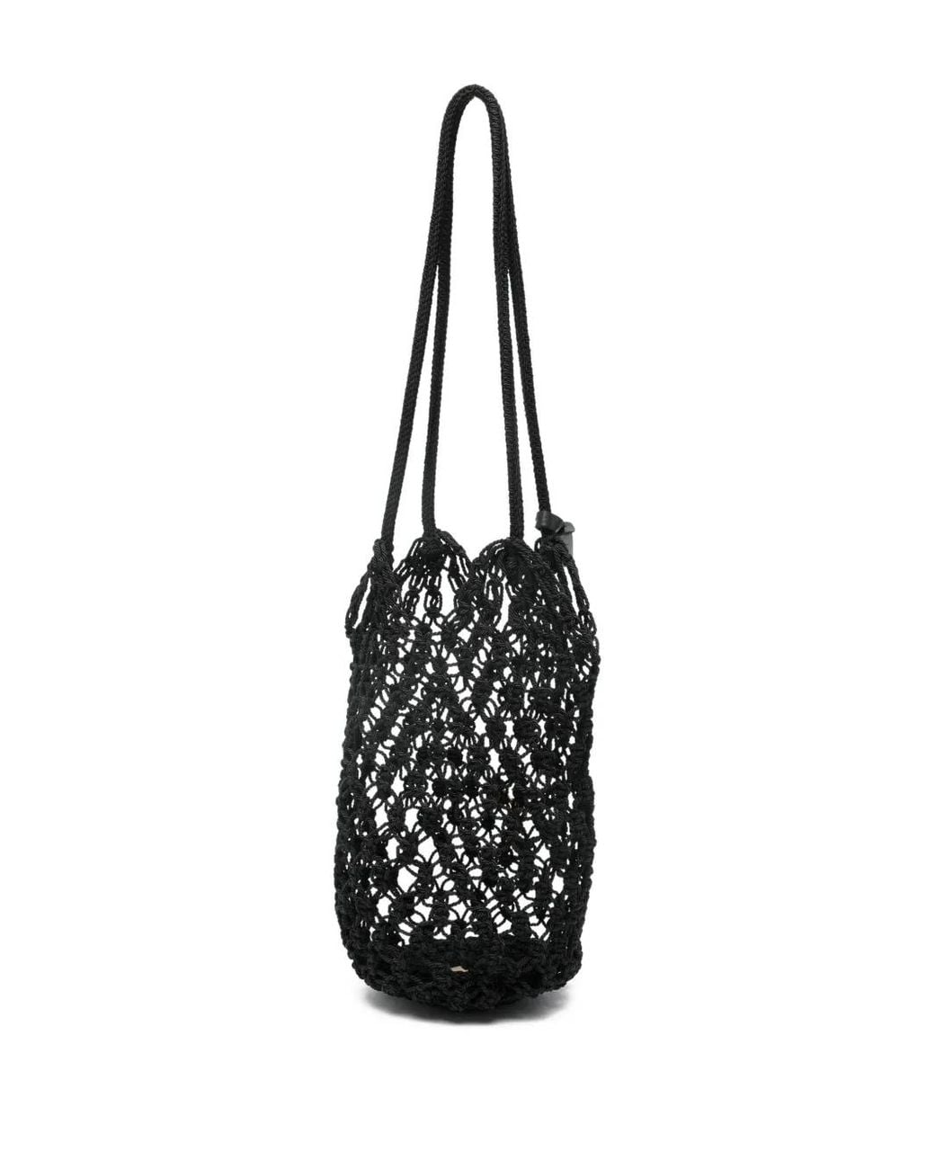 Saint Laurent Black Crochet Large Bucket Bag