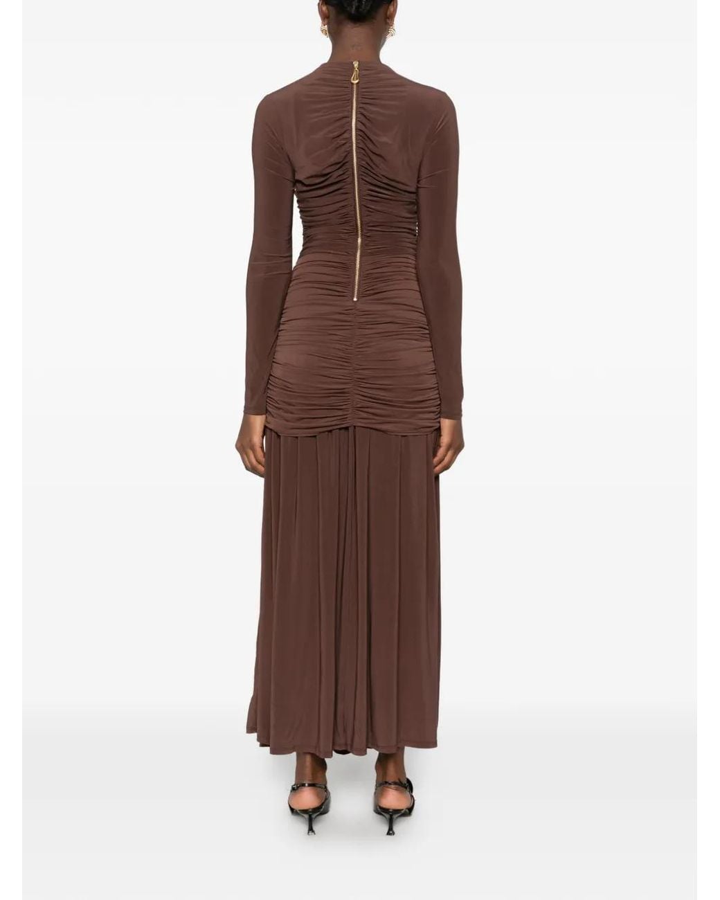 Aje. Brown Selah Gathered Jersey Maxi Dress