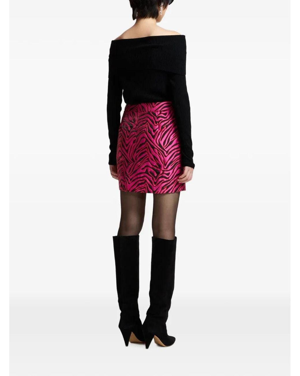 Essentiel Antwerp Pink Kinley Zebra-Motif Jacquard A-Line Mini Skirt