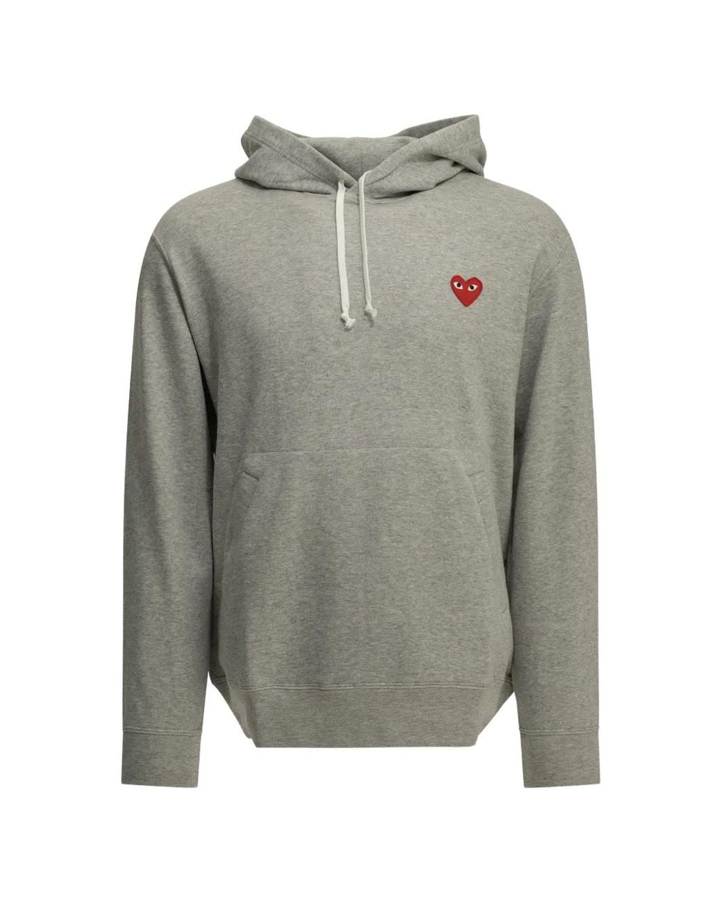 COMME DES GARÇONS PLAY Gray Emblem Heart-Patch Hoodie for men