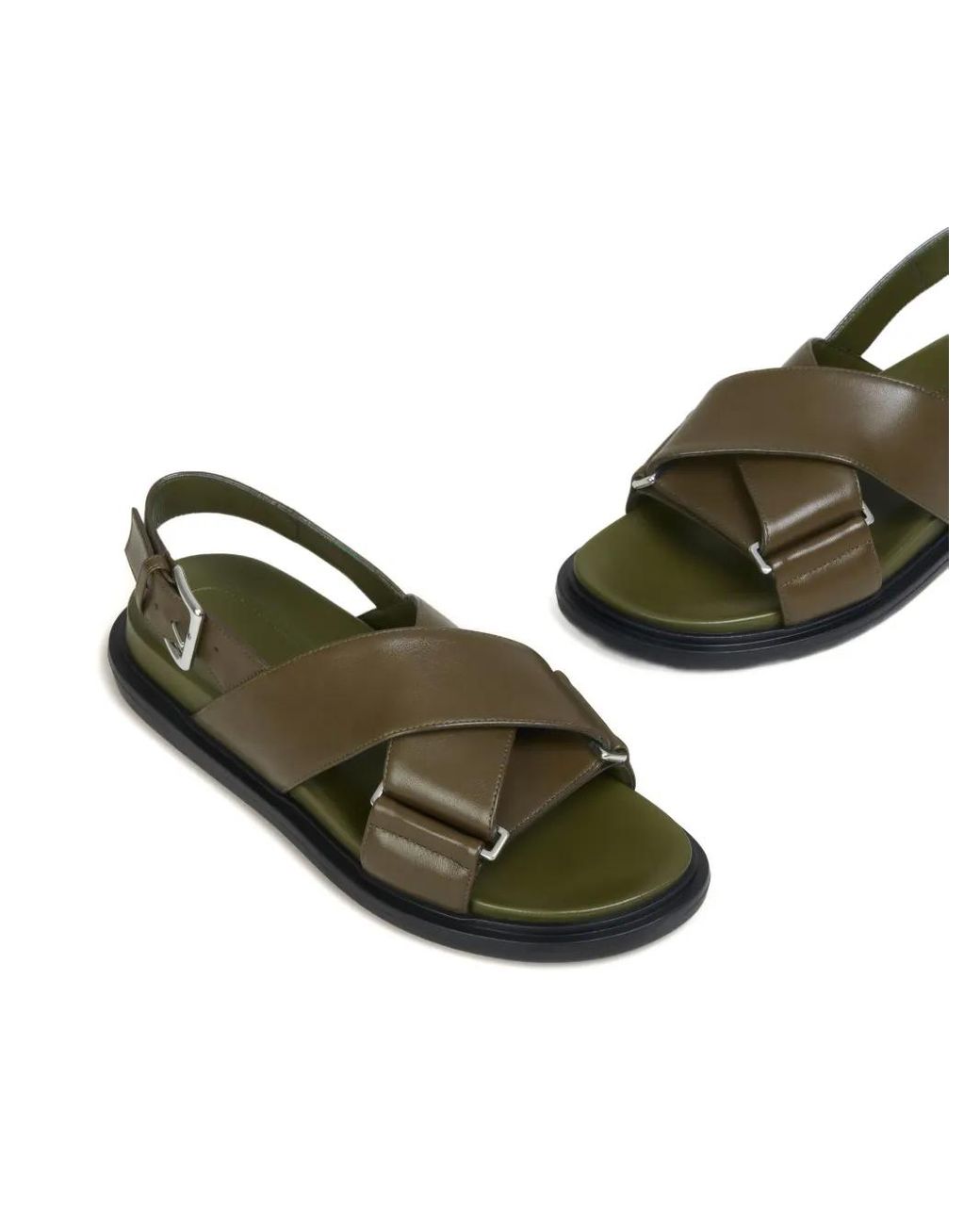 Marni Green Fussbett Sandalen Aus Leder