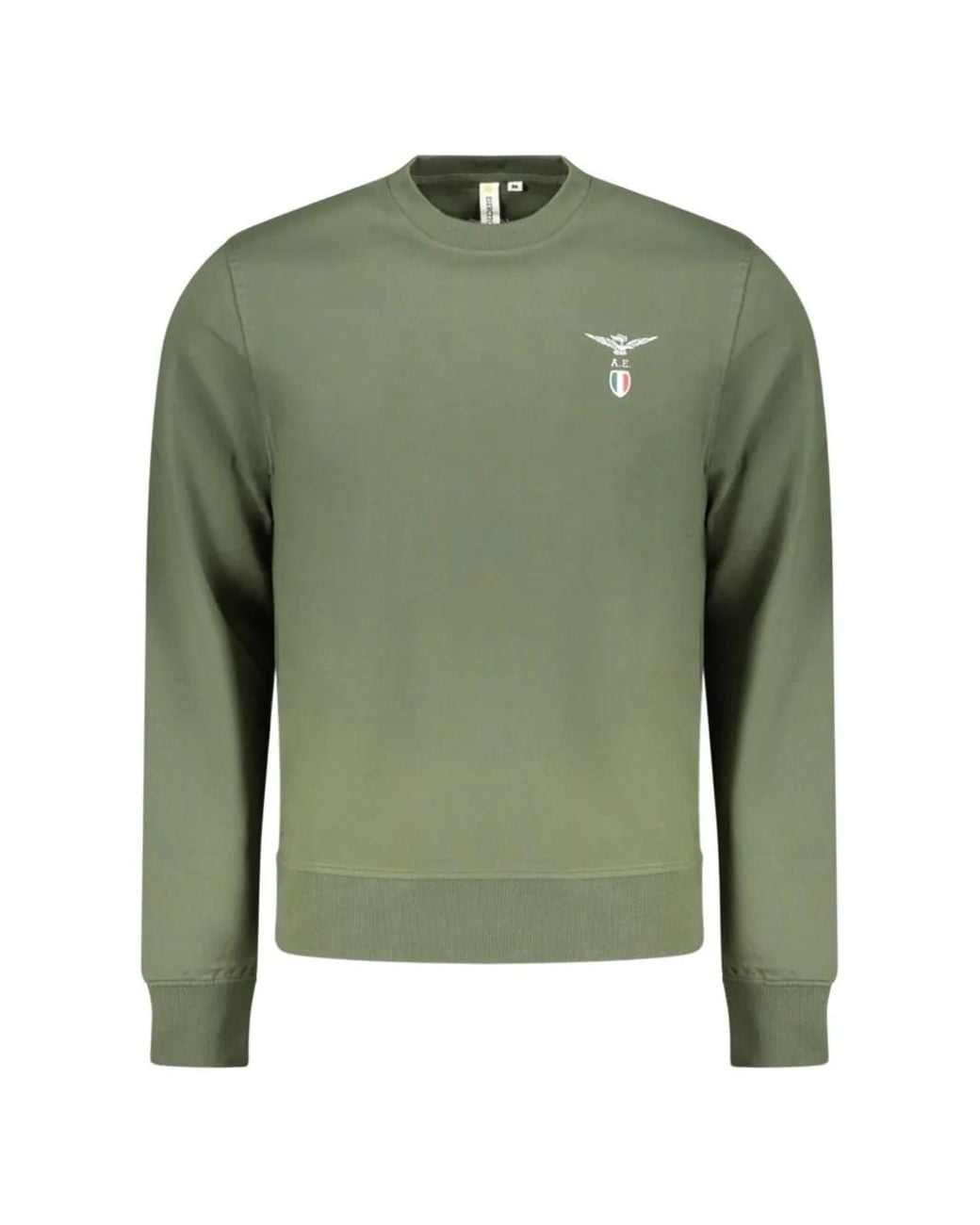 Aeronautica Militare Green Logo-Embroidered Cotton Sweatshirt for men