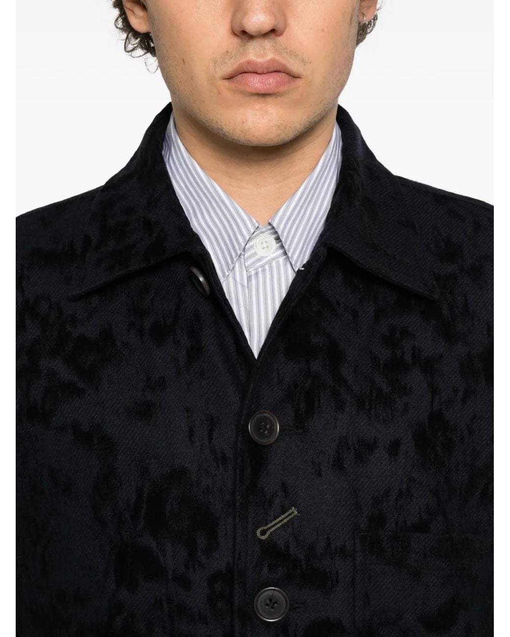 Universal Works Black Be Bop Jacquard-Patterned Button-Up Jacket for men